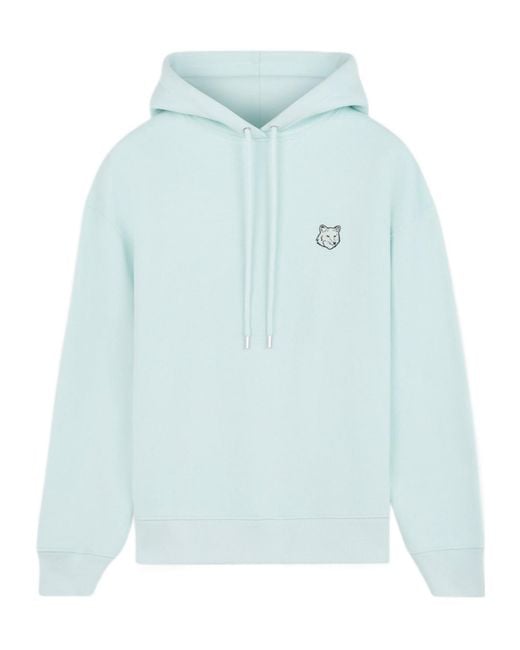 Maison Kitsuné Blue Maison Kitsuné Bold Fox Head Patch Drawstring Hoodie
