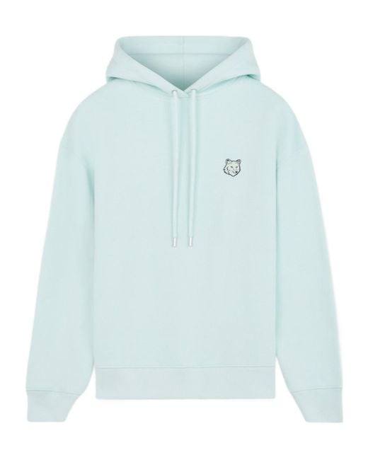 Maison Kitsuné Blue Maison Kitsuné Bold Fox Head Patch Drawstring Hoodie