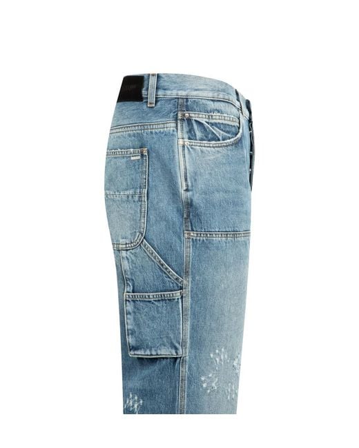 Amiri Blue Ma Quad Carpenter Floral-Detail Denim Jeans for men