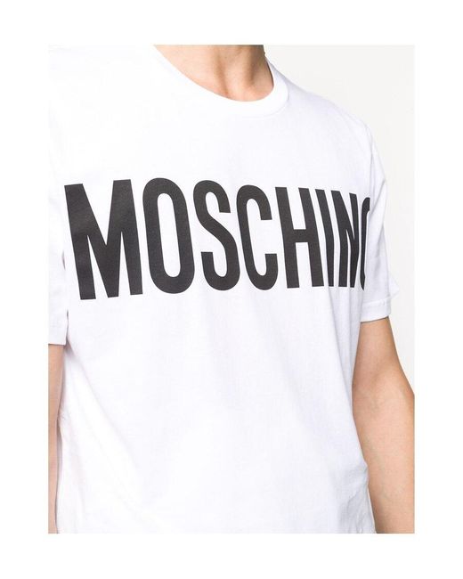 Moschino White Logo Print T-Shirt for men