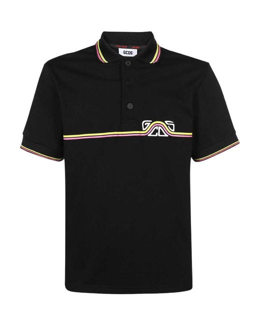 Gcds Black Logo Printed Polo Shirt for men