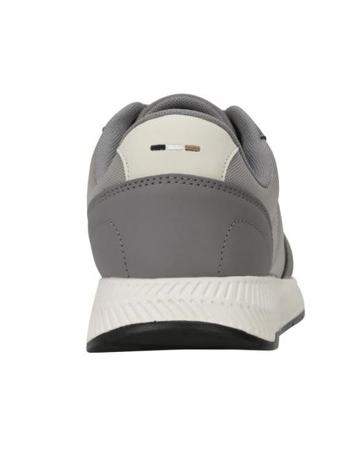 Boss Gray Round-Toe Low-Top Sneakers for men