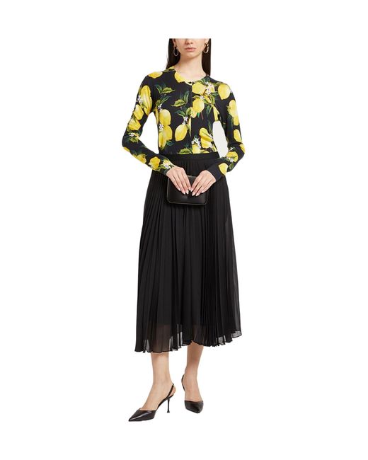 Dolce & Gabbana Yellow Printed Knitted Sweater