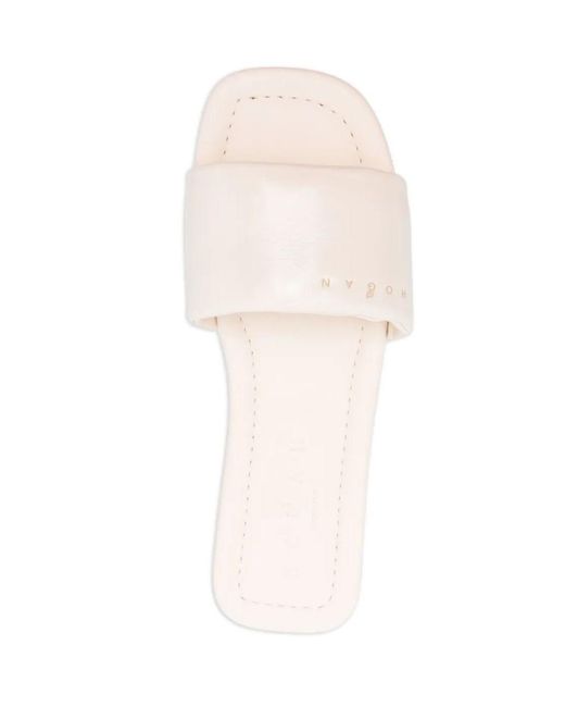 Hogan White Leather Slides