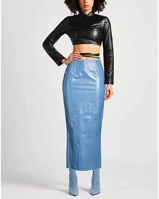 Marni Blue Simple Leather Skirt