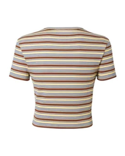 Fendi White Striped Logo-Patch T-Shirt
