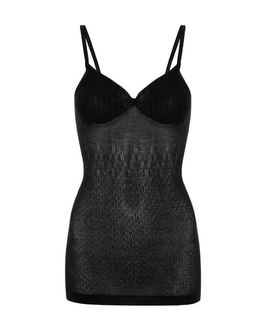 Victoria Beckham Black Ribbed Tank Top