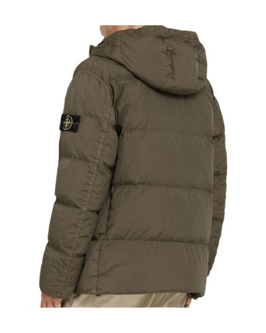 Stone Island Green Hooded Down Jacket for men