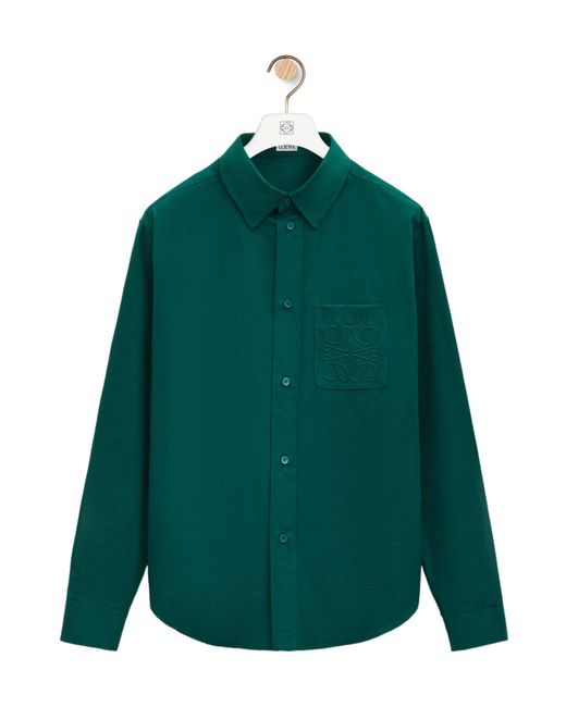 Loewe Green Anagram Embroidered Shirt for men
