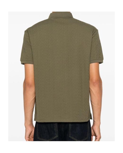 Emporio Armani Green Logo-Jacquard Short-Sleeves Polo Shirt for men