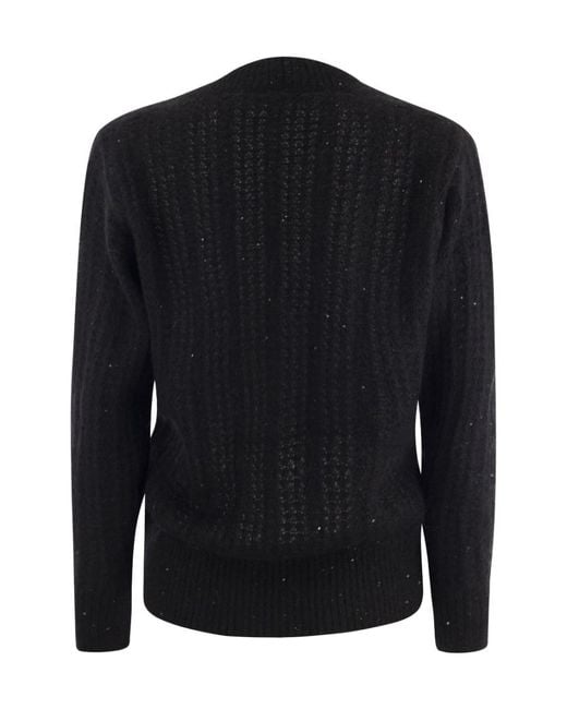 Fabiana Filippi Black Sequin-Embellished V-Neck Cardigan