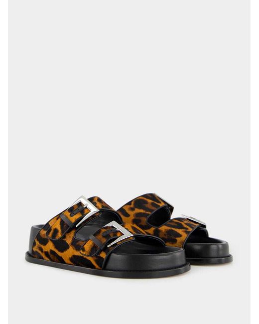 Paris Texas Brown Leopard-Print Flat Sandals