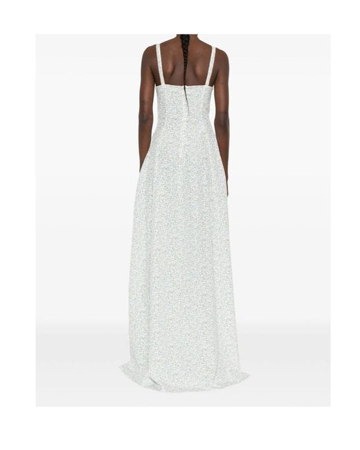 Ermanno Scervino White Lace-Trim Floral Maxi Dress