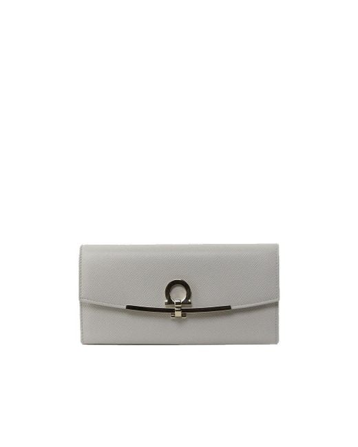 Ferragamo Gray Gancini Continental Wallet