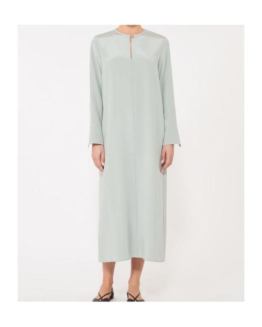 Max Mara Gray Stretch Silk Crepe De Chine Kaftan