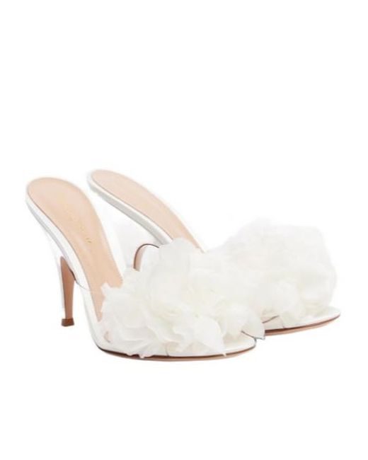 Gianvito Rossi White Flower-Decorated High Heels