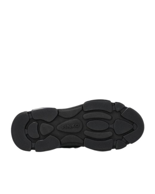 Pinko Black Glitter-Panelled Chunky Sneakers