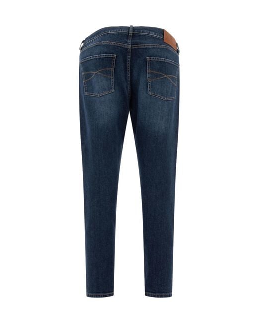 Brunello Cucinelli Blue Distressed Straight-Leg Jeans for men