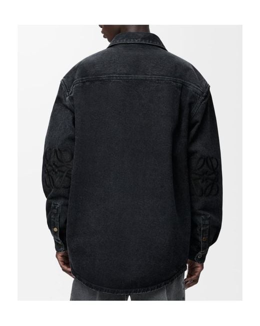 Loewe Blue Anagram-Patch Denim Overshirt for men