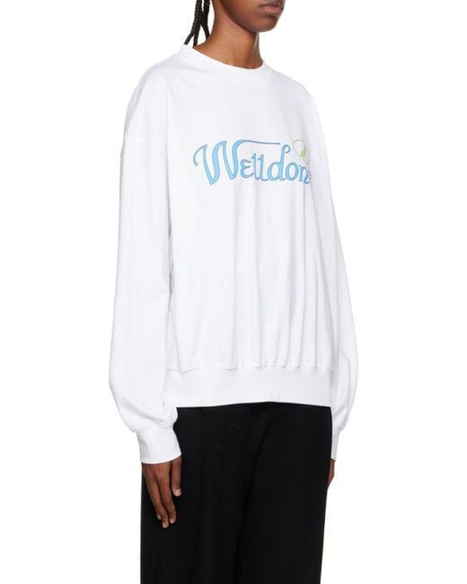 we11done White Logo Round-Necked Sweater