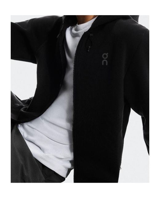 On Shoes Black Zipped Hooded Sweatshirt for men
