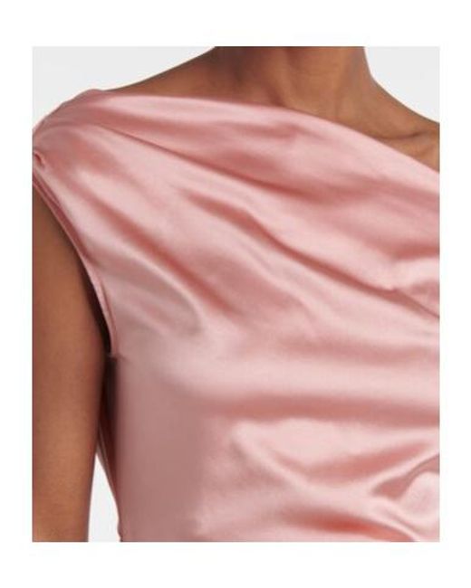 Staud Pink Elyse Silk-Blend Midi Dress
