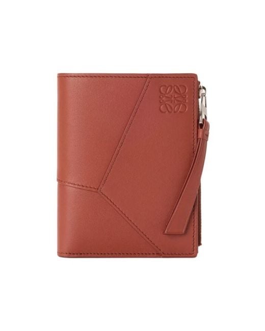 Loewe Red Puzzle Slim Compact Wallet for men