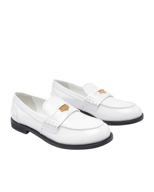 Miu Miu White Round Head Loafer Shoes