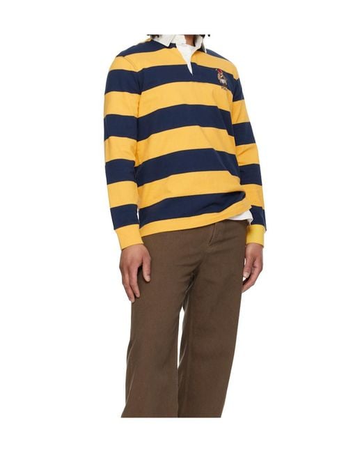 Polo Ralph Lauren Blue Striped Embroidered Polo Shirt for men
