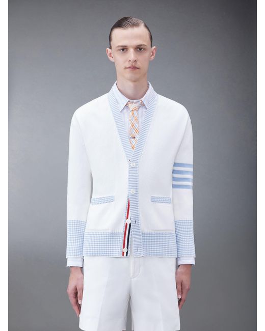 Thom Browne White Hector Intarsia Cardigan for men