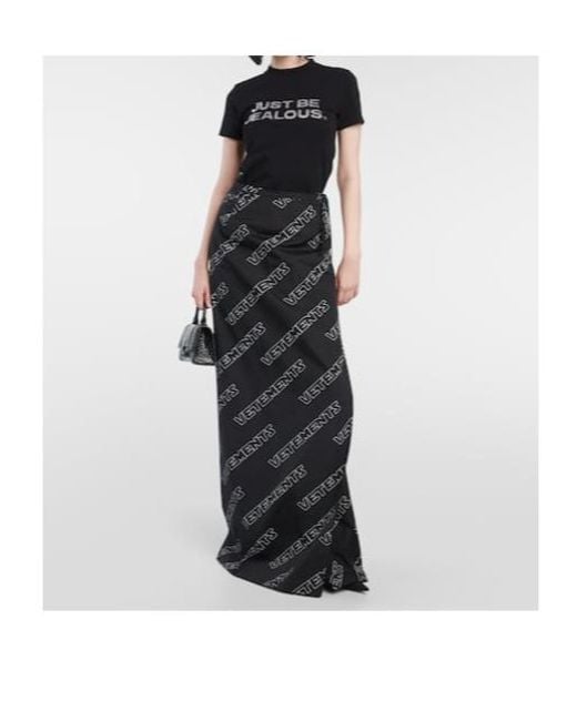 Vetements Black Logo Cotton Wrap Skirt