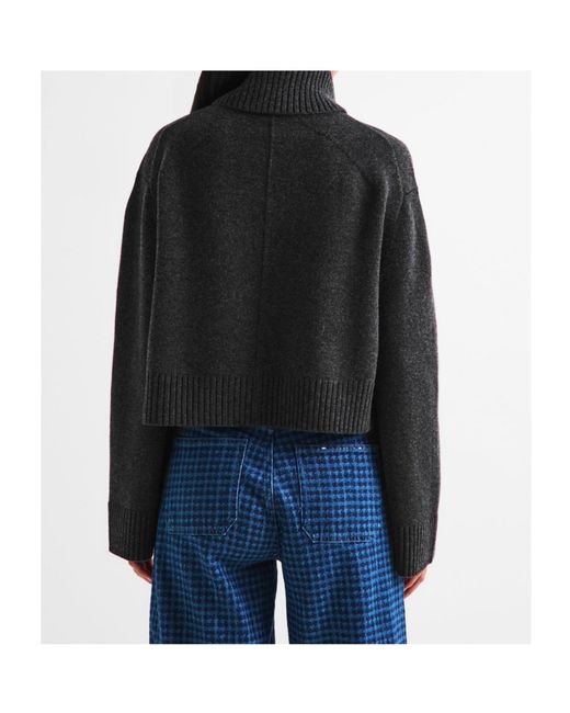 Ganni Black Slim-Fit High-Neck Knit Sweater