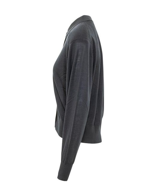 Ba&sh Black Boston Buttoned Collar Cardigan
