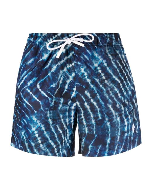 Marcelo Burlon Blue County Of Milan Aop Sound Waves Drawstring Swim Shorts for men