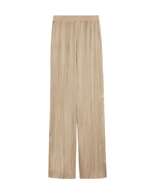 Joseph Natural Pleated Wide-Leg Satin Trousers
