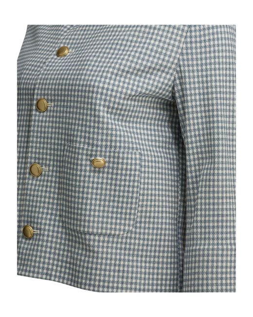 Circolo 1901 Blue Gingham Button-Front Jacket