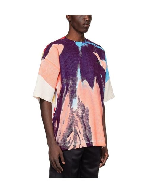 we11done Pink Pattern Printed Short-Sleeved T-Shirt for men