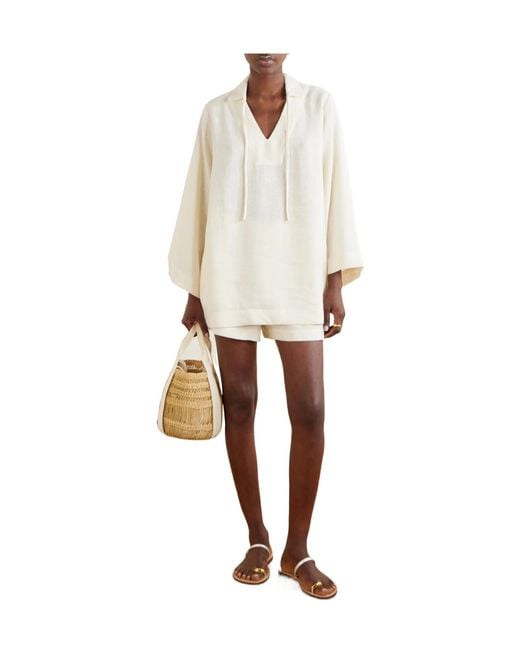 Lisa Marie Fernandez White Tie-Detailed Woven Tunic