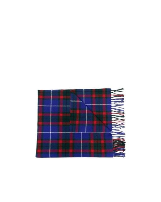 Marni Blue Logo-Patch Check Pattern Scarf