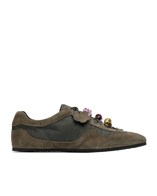 CECILIE BAHNSEN Brown Embellished Low-Top Sneakers