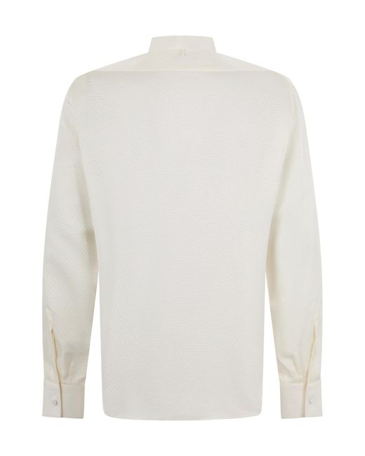 Tom Ford White Textured Band-Collar Shirt for men