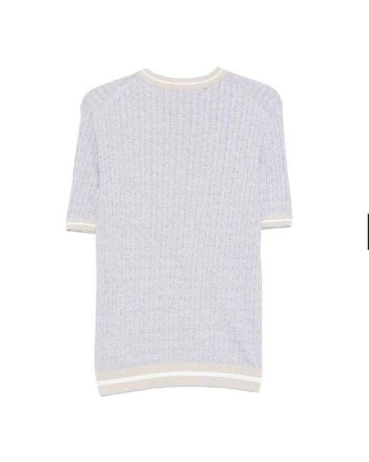 Eleventy White Round-Neck Ribbed T-Shirt for men