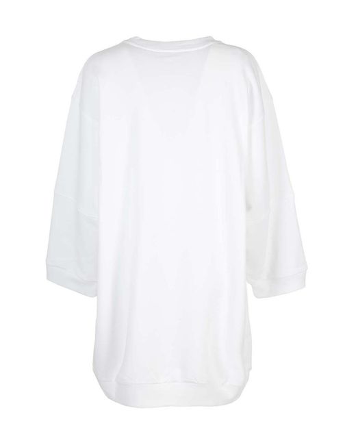 Moschino White Teddy Motif-Print Sweatshirt Dress