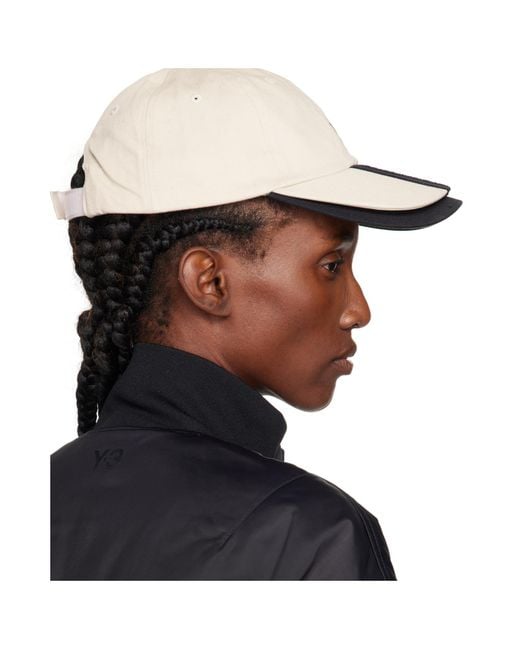 Y-3 Gray Stripes Twill Cap for men