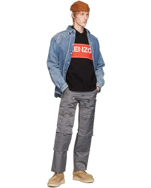 KENZO Blue Logo Printed Crewneck Sweatshirt for men