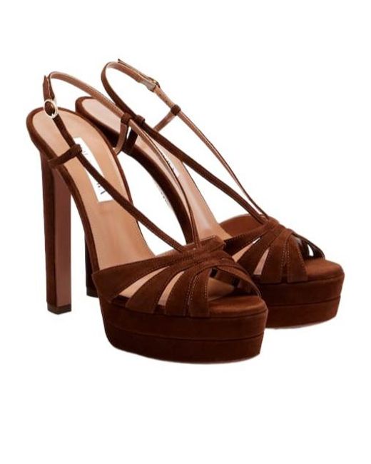 Aquazzura Brown Suede Platform Sandals
