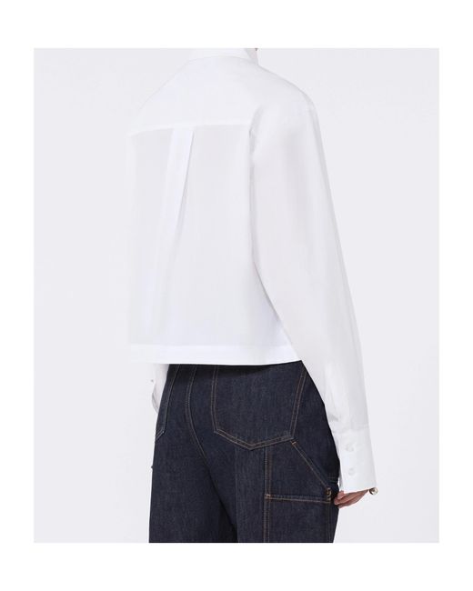 Sportmax White Certo Cropped Poplin Shirt