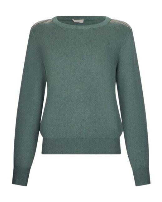 Liu Jo Green Beaded Crew-Neck Sweater