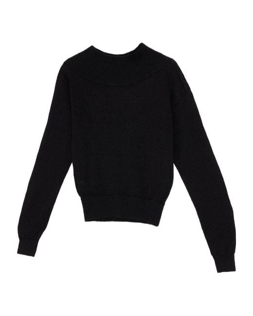 Paloma Wool Black Soto Funnel-Neck Fine-Knit Sweater