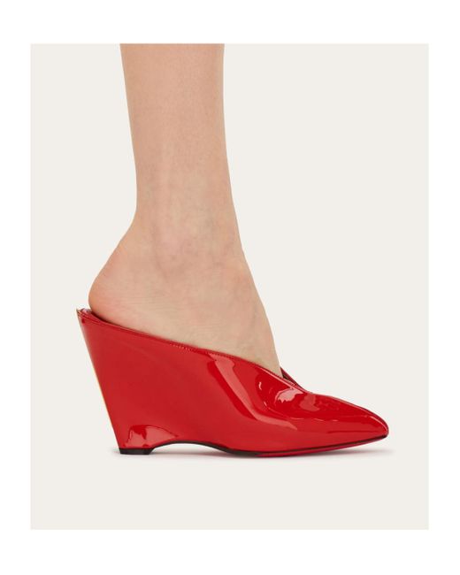 Ferragamo Red Peep Toe Mule